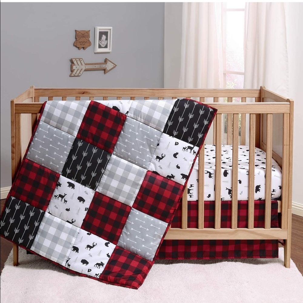 Plaid crib set - 3 pieces